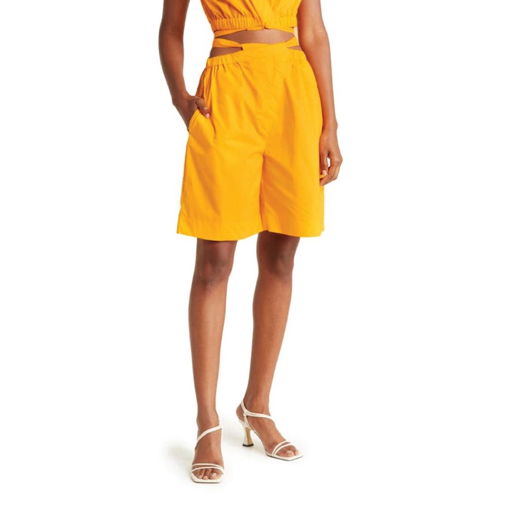 Nicholas Talitha Tie Waist Cotton Bermuda Shorts In Wildflower Size 4